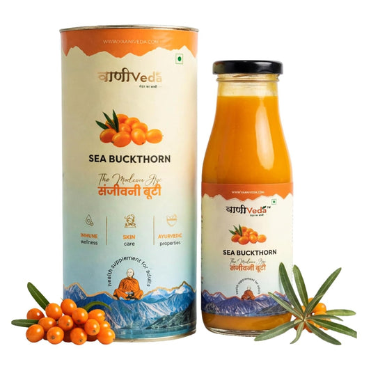 Vaani Veda Sea Buckthorn Juice | Pure Himalayan Sea Buckthorn Fruit Drink | Ayurvedic Herbal Wellness Beverage | Natural Antioxidant-Rich Formula .